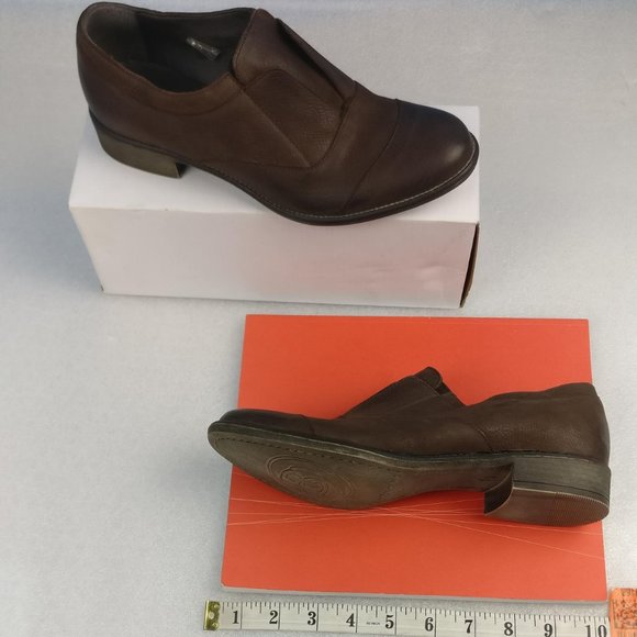 CHOCOLATE BROWN Laceless 100%LEATHER  ALMOND-TOE OXFORD  StressFree NO LACES,New - Picture 4 of 11